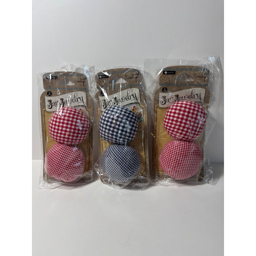 Hampton Art Vintologie Jar Jewelry Gingham FabricToppers 3 Packs New in Package